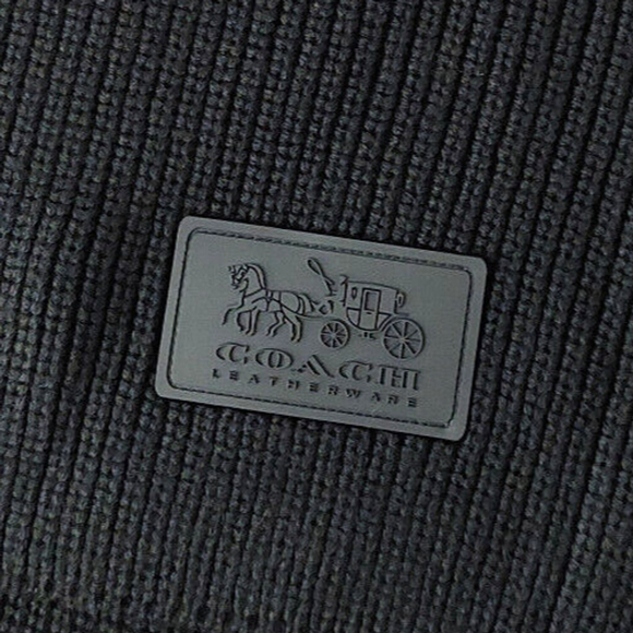 Coach Chunky Patch Long Wool Knit Scarf Black Fall Winter NWT - Picture 13 of 16